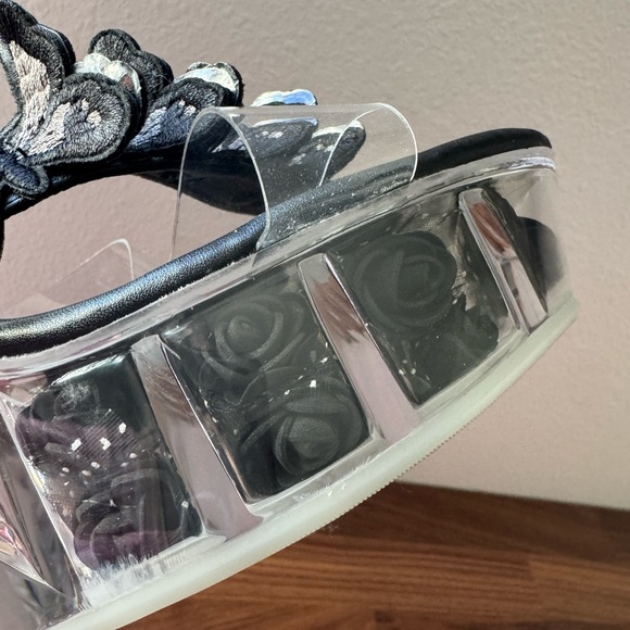 Clear Platform Black Butterfly Wedge Sandals - Size 8.5/9 - Picture 6 of 16